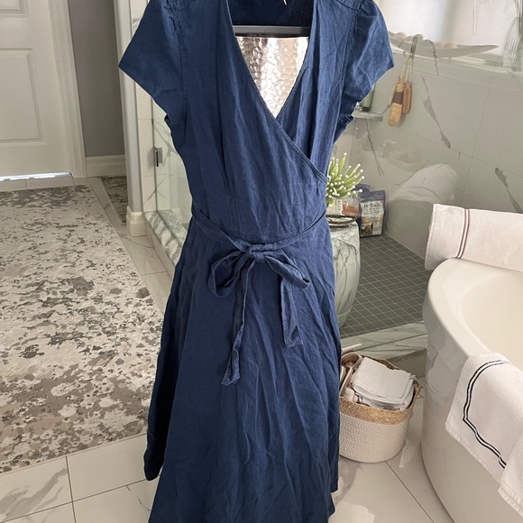 Polo Ralph Lauren 100 percent linen midi dress navy blue size 14 and a 4 new - Picture 4 of 17